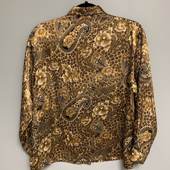 Retro Cheetah Floral Paisley Long Sleeve PS - Picture 2 of 11